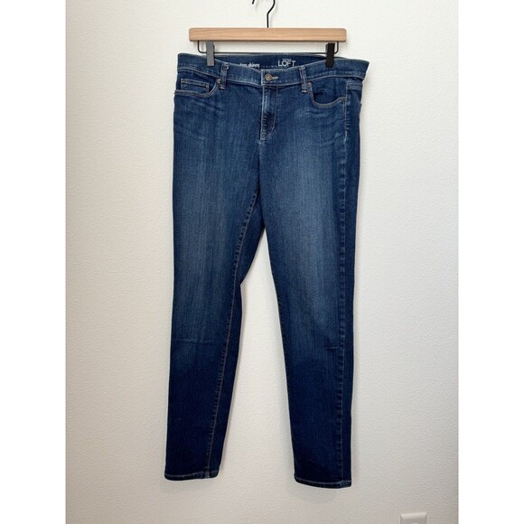 Loft Women's Mid Rise Modern Skinny Jeans Dark Wash Classic Size 32/14 - Picture 1 of 9